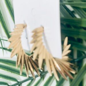 NEW, Gold Open Leaf Hoop Earrings